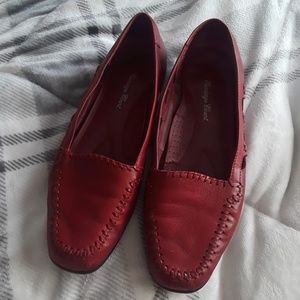 Carriage Court sz:7 1/2M Red Leather Loafer Flats